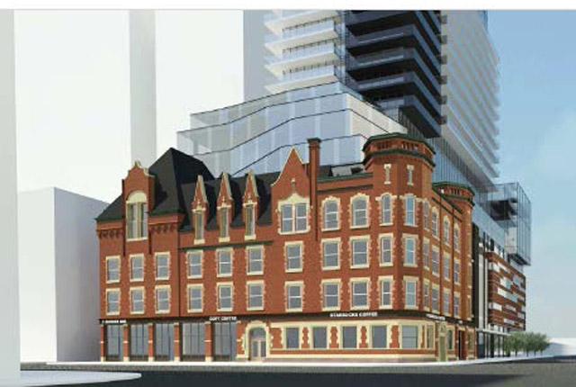 5-storey addition the top of Oddfellows Hall at 450 Yonge Street, Toronto