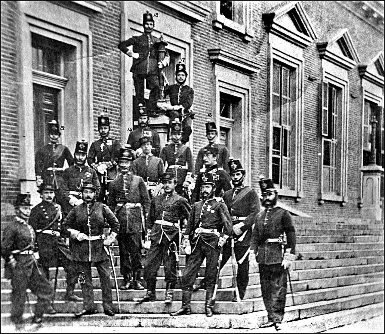 30th regiment, officers in front of Parliament Buildings, Front St. W. 1861  TPL.jpg