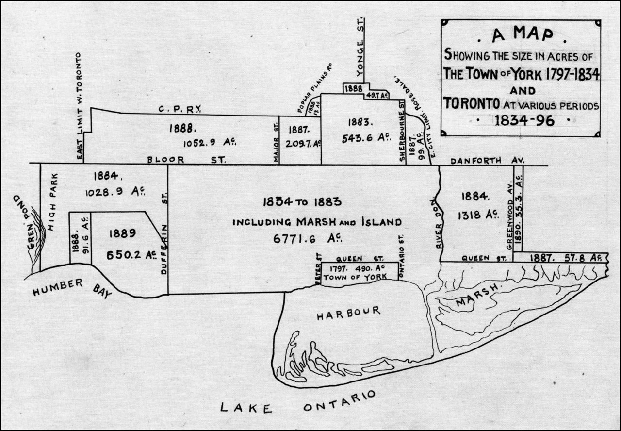 A Map Showing the increasing Size of York and Toronto 1797-1896 TPL.jpg