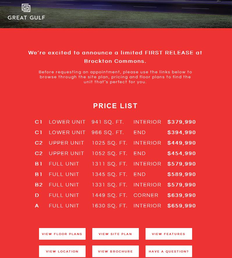 Brockton Commons Pricing and Floor Plans