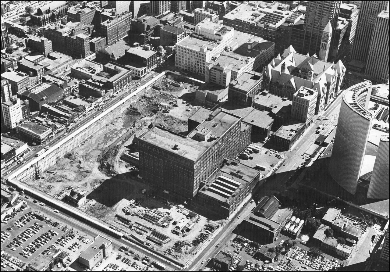 Eaton Centre construction site - Yonge-Dundas area 1974  TPL.jpg