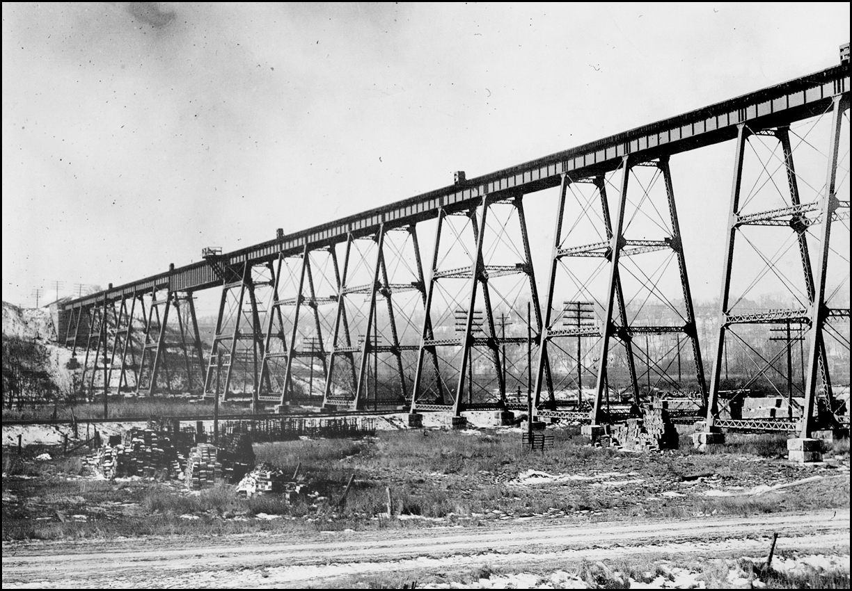 Old C.P.R. bridge over the Don Valley (1,150 ft. long) near the brickyards to be replaced,  19...jpg
