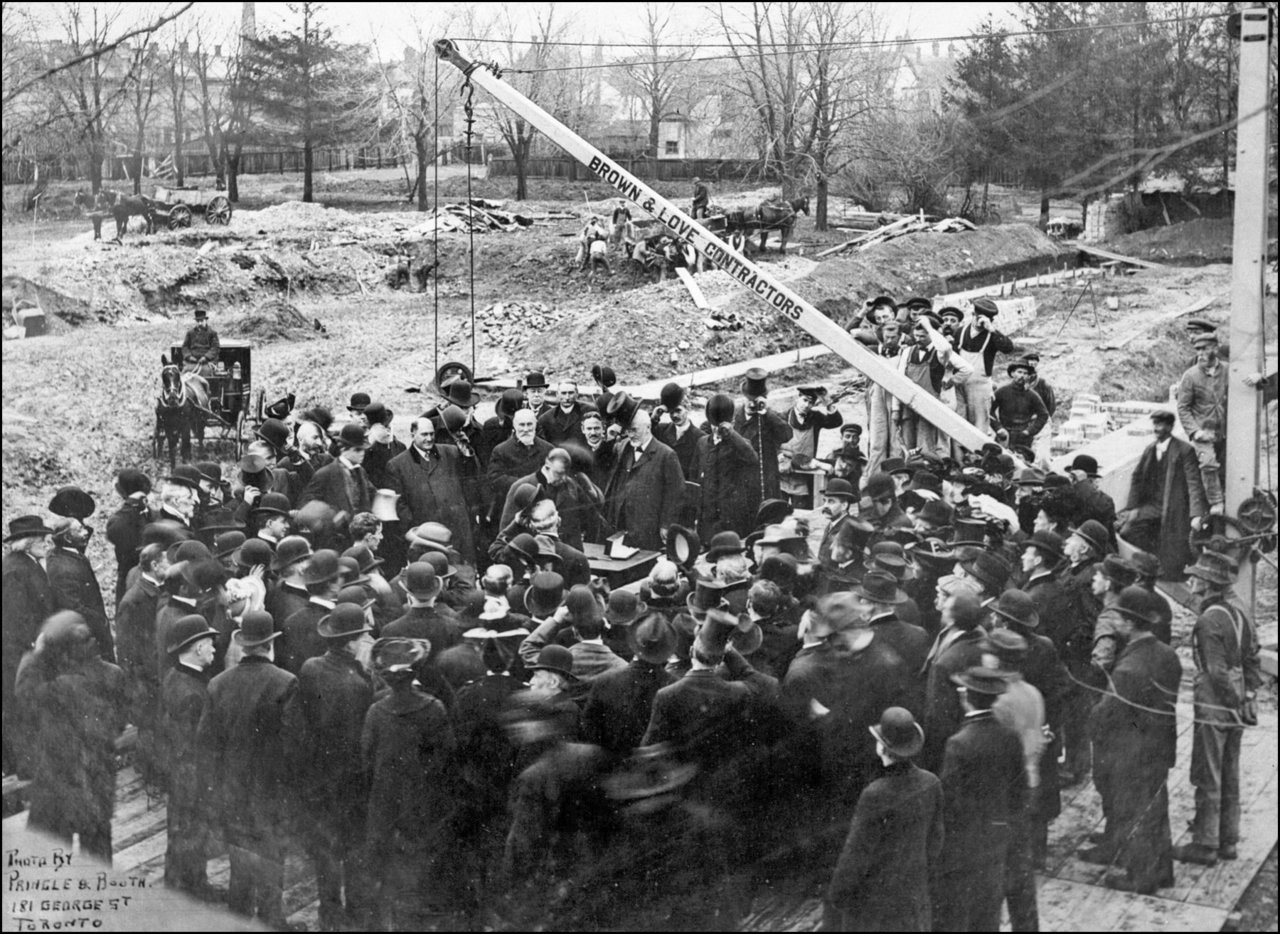 Toronto Central Library, College St., north west corner St. George St., laying of cornerstone,...jpg