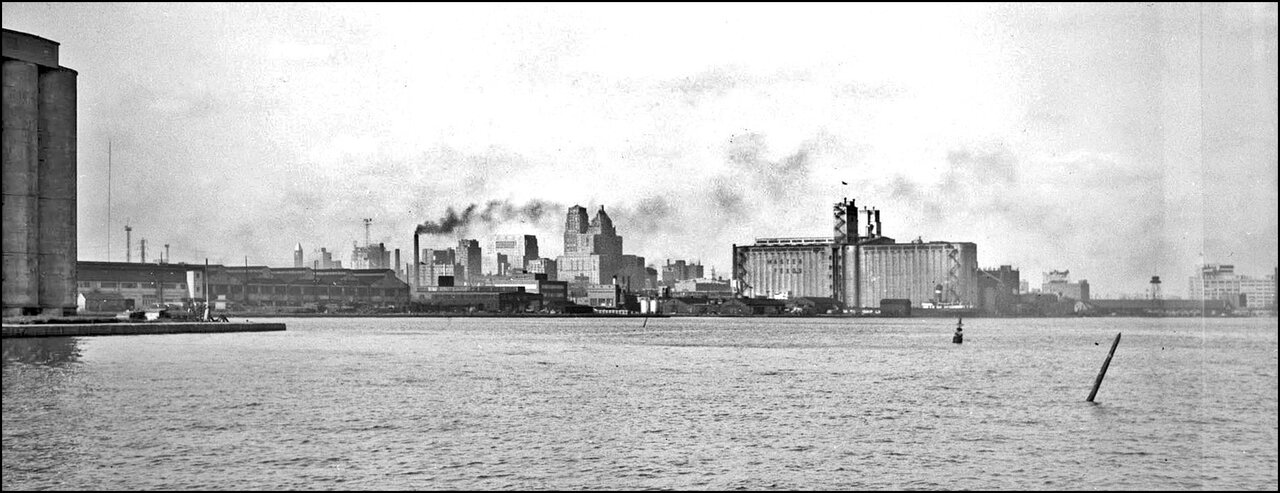 Toronto waterfront, 1953, looking N:E from ferry boat to Island Airport  TPL.jpg